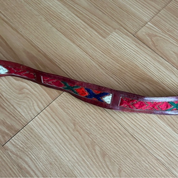 Brown Leather Aztec Southwestern Belt 36” - Picture 2 of 10